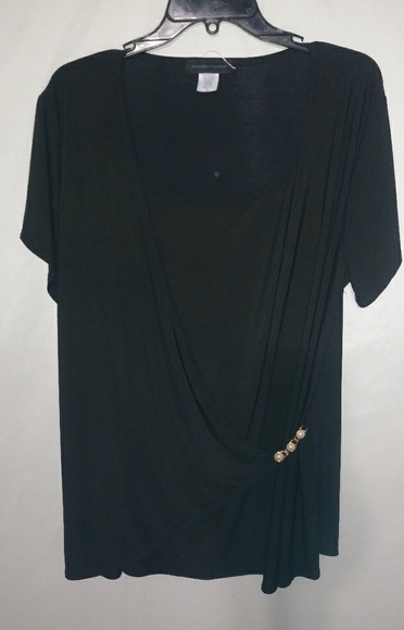 American City Wear Tops - American City Wear 2X Black Nylon Side Swag Jewel Bar Top Plus